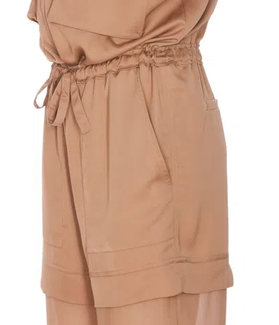 Pinko Utility Satin Suit With Georgette In Brown