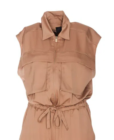 Pinko Utility Satin Suit With Georgette In Brown
