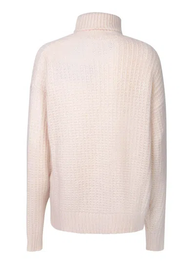 Gucci Turtleneck Cashmere Blend Pullover With Ton Sur Ton Logo In White