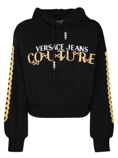 Versace Jeans Couture Logo Couture-print Hoodie In Black