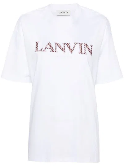 Lanvin White Oversized Embroidered Curb T-shirt In White