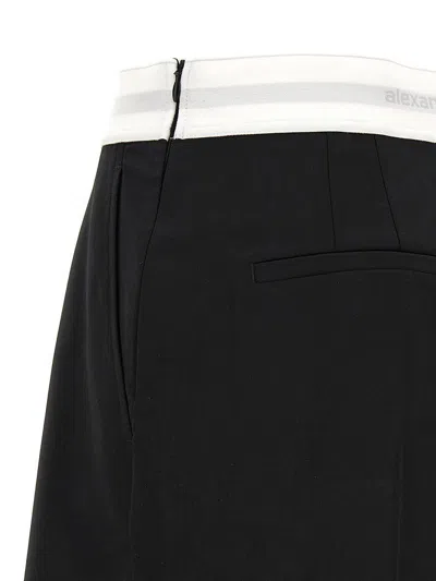 Alexander Wang High-waist Pleated Shorts With Logo Elastic In Black