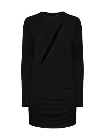 Versace Black Fitted Minidress With Cut-out Detail In Viscose Woman In Black