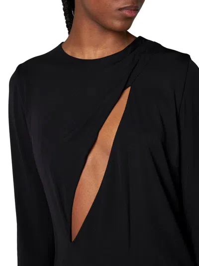 Versace Black Fitted Minidress With Cut-out Detail In Viscose Woman In Black