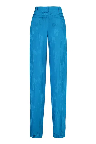 Attico Jagger High Waist Stretch Wool Trousers In Blue