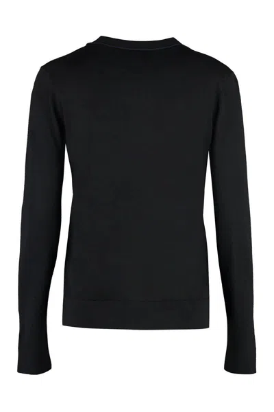 Tory Burch Wool And Silk Blend Cardigan In Black