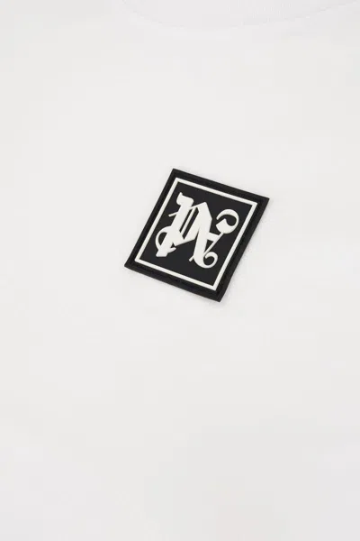 Palm Angels Logo Print Cotton T-shirt In White