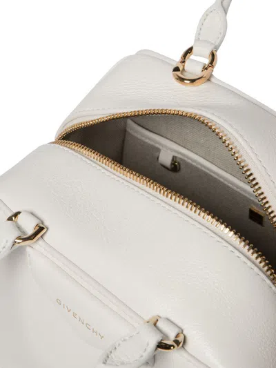 Givenchy Timeless Buffalo Leather Handbag With Elegant Gold Accents In White