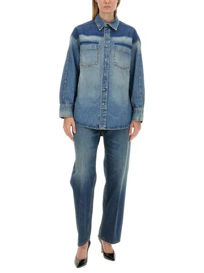 Victoria Beckham Women Camicia In Denim Schiarito In Blue
