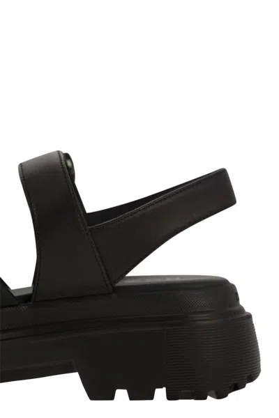 Hogan Leather Sandal With Midsole Sandals In Black