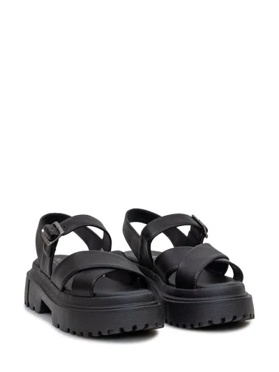Hogan Leather Sandal With Midsole Sandals In Black