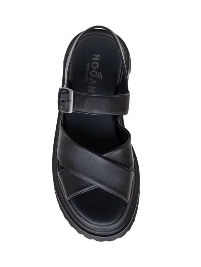 Hogan Leather Sandal With Midsole Sandals In Black