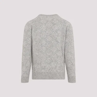 Brunello Cucinelli Geometric Alpaca Blend Sweater In Grey
