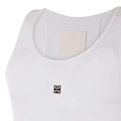 Givenchy Women's White Logo-plaque Cropped Ribbed Cotton-jersey Tank Top In White