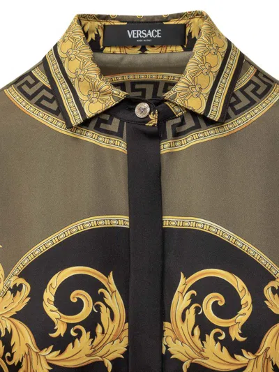 Versace Dress With La Coupe Des Dieux Print In Black