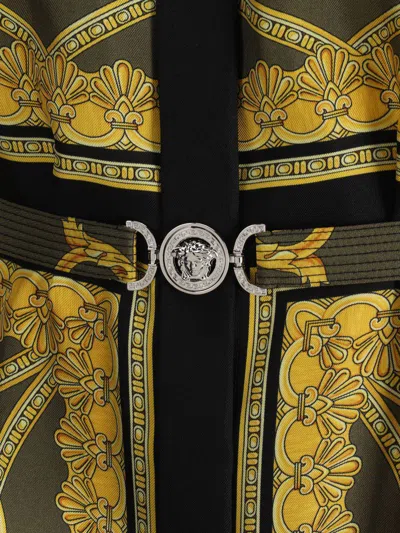 Versace Dress With La Coupe Des Dieux Print In Black