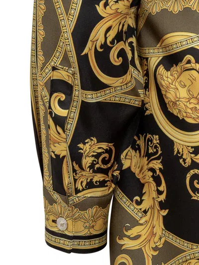 Versace Dress With La Coupe Des Dieux Print In Black