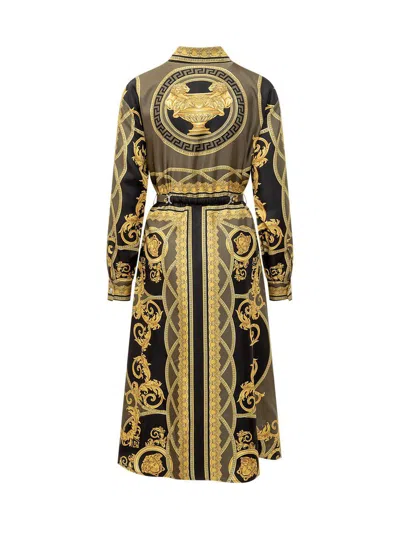 Versace Dress With La Coupe Des Dieux Print In Black