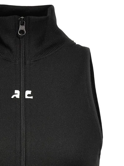 Shop Courrèges Cropped Track Vest In Black
