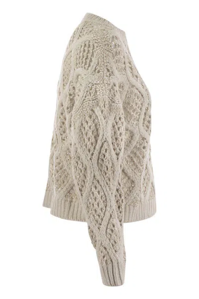Brunello Cucinelli Knitted Cashmere Sweater In Beige