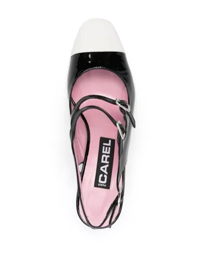 Carel Paris Papaya Patent Leather Slingback Pumps In Black