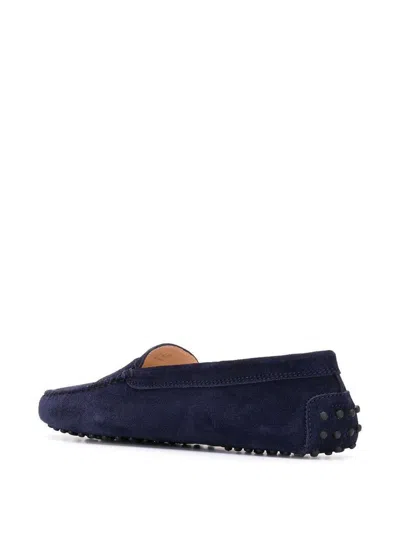 Tod's Gommini Suede Driver Penny Loafers In Blue