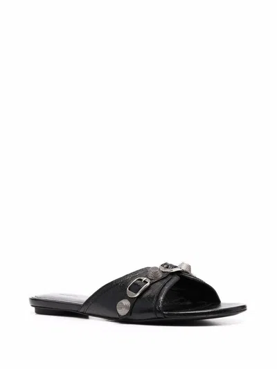 Balenciaga Open-toe Sandals With Decorative Buckle Detail In Black