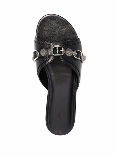 Balenciaga Open-toe Sandals With Decorative Buckle Detail In Black