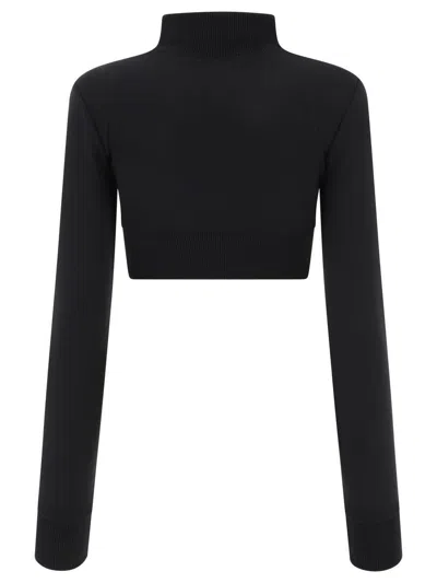 Shop Courrèges Cropped Zipped Sweatshirt In Black