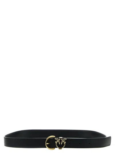 Shop Pinko Logo Buckle Leather Belt In Black