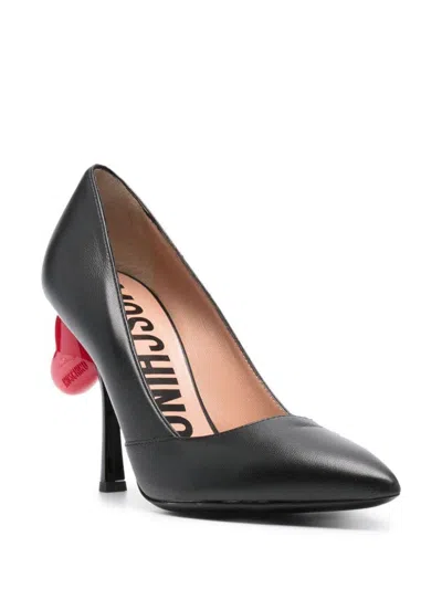 Moschino Sculpted Stiletto With Heart Detail In Black
