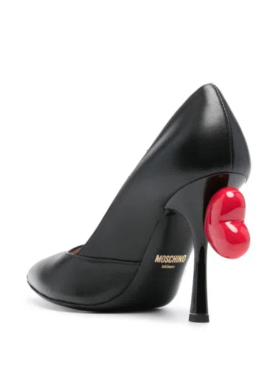 Moschino Sculpted Stiletto With Heart Detail In Black
