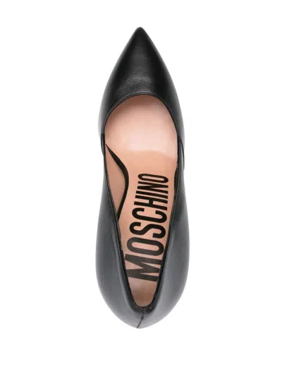 Moschino Sculpted Stiletto With Heart Detail In Black