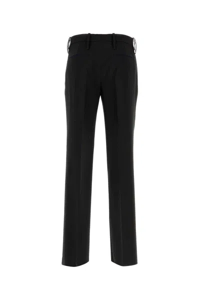 Burberry Suit Pants In Navy Blue Wool. Straight-leg Cut. Zippered Closure And Belt Clip. In Black
