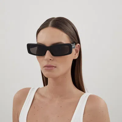 Balenciaga Grey Rectangular Ladies Sunglasses Bb0321s 001 57 In Black