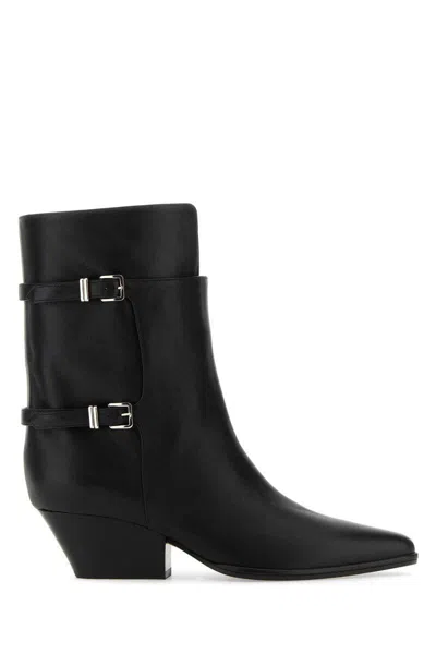 Sergio Rossi Black Leather Thalestris Ankle Boots In Black