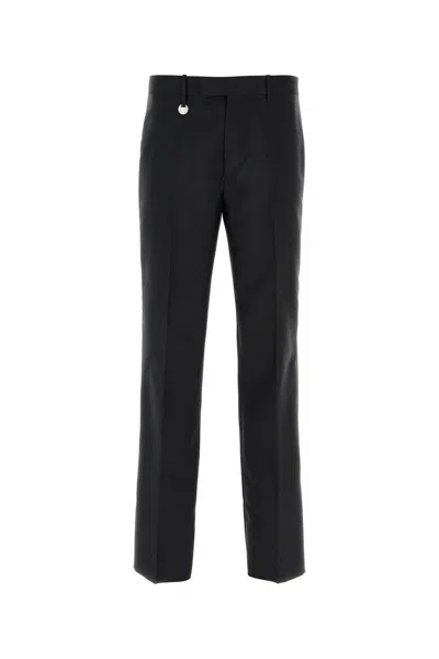 Burberry Suit Pants In Navy Blue Wool. Straight-leg Cut. Zippered Closure And Belt Clip. In Black