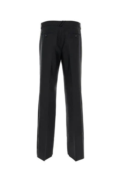 Burberry Suit Pants In Navy Blue Wool. Straight-leg Cut. Zippered Closure And Belt Clip. In Black