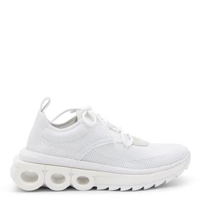 Ferragamo Mesh Pull Tab Round Toe Sneakers In White