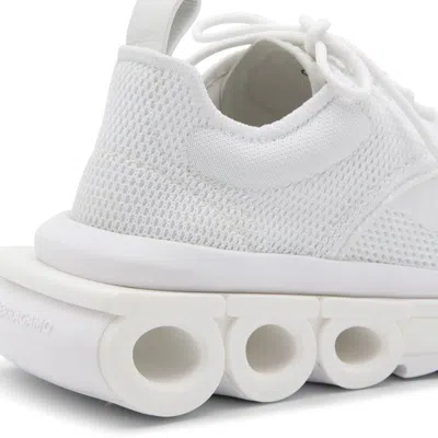 Ferragamo Mesh Pull Tab Round Toe Sneakers In White
