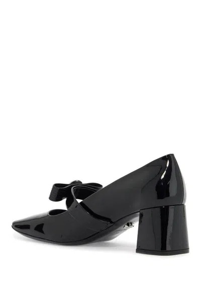Versace Gianni Ribbon Embellished Patent-leather Pumps In Black