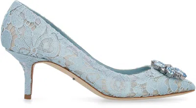 Dolce & Gabbana Court Shoe In Taormina Lace With Crystals In Blue