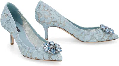 Dolce & Gabbana Court Shoe In Taormina Lace With Crystals In Blue