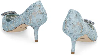 Dolce & Gabbana Court Shoe In Taormina Lace With Crystals In Blue