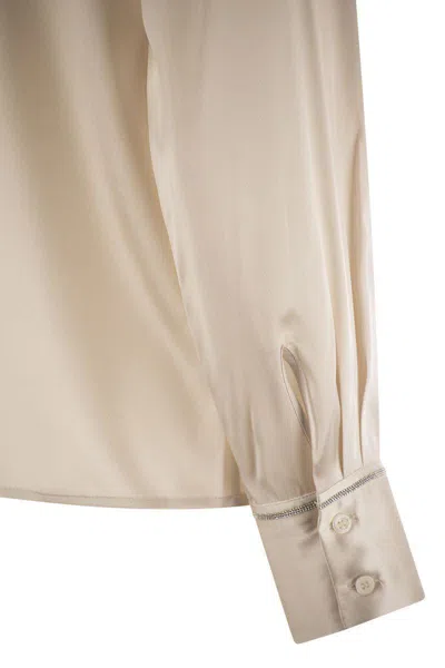 Peserico Women Silk Crepe Shirt In Pearl