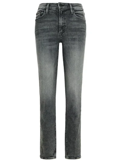 Mother The High Waisted Rascal Slice Undone Hem Friday The 13th Jeans In Gray