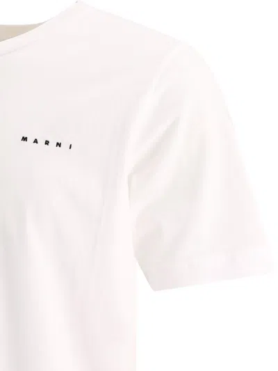 Marni White Cotton T-shirt With Logo Print In White