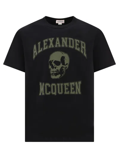 Alexander Mcqueen Logo Skull-print Cotton T-shirt In Black