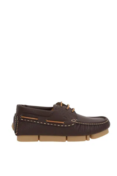 Fendi Chocolate Leather Deck Loafers In Brown