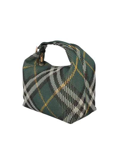 Burberry Embroidered Nylon Mini Peg Handbag In Green